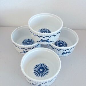 Porcelaine de Paris Porcelain MING BLEU I. Magnin Hand Painted Ramakins Set of 4